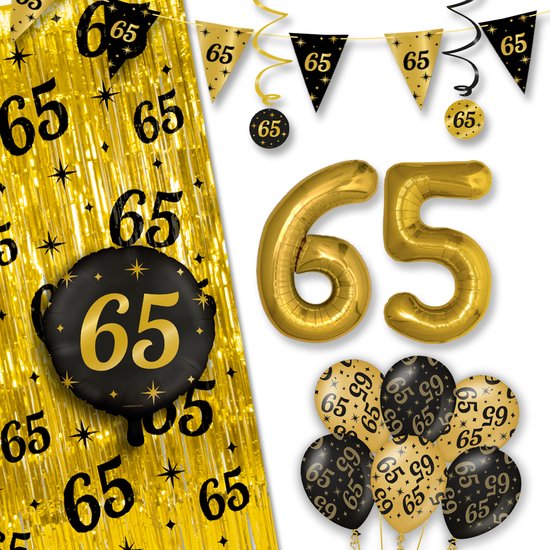 Ballonnen 65 jaar zwart/goud | Feestkleding Breda