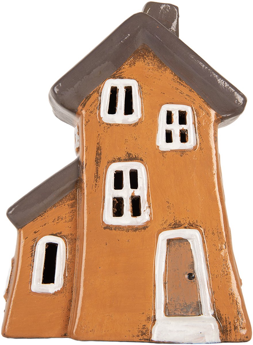 Waxinelichthouder Huis 16x11x22 cm Oranje Keramiek