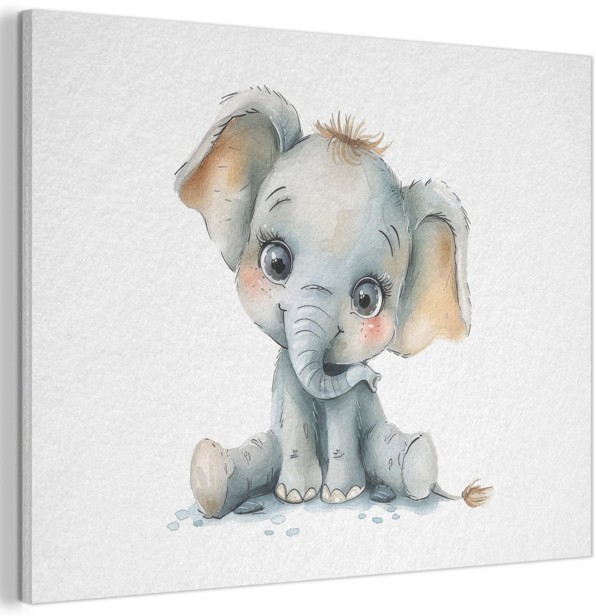 Akoestisch wandpaneel 80x60 cm - Vilt schilderij Olifant - Baby dier - Akoestische panelen - Geluidsdempende wanddecoratie - Geluidsisolatie woonkamer - Muurdecoratie geluidspanelen