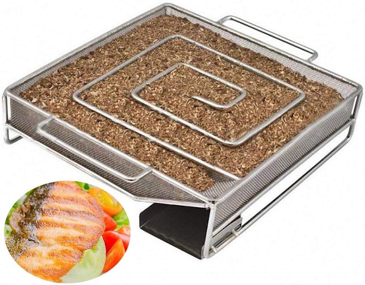 Barbecue gereedschapset - RVS Rooknetmand, Vierkante Outdoor Barbecue Rookbox