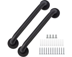 Wandbeugel - Extra Grip -Handgreep - Wandgreep Voor Badkamer - Set van 2 30cm zwarte oliecoat RVS badkamerbeugels, veiligheidsgrepen voor badkuip, WC, keuken, kamer, douche, verborgen bouten wandbevestiging