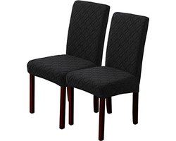 LANSHENG Stoelhoes, rekbaar, voor eetkamerstoelen, rekbaar, afneembaar, wasbaar, stoelhoes voor huis, keuken, hotel, restaurant, 2 stuks, zwart