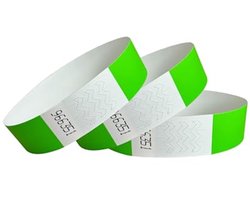 CINTAPUNTO 1000 Tyvek Entrance Bracelets Identification Bracelets Festival Bracelets Neon Bracelets for Events Safety Parties Tear-Resistant 16 Colours (Neon Green)