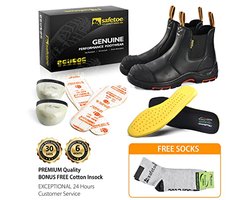 SAFEYEAR Water resistant safety work boots (CE certified) - 8025 free sock S3 Site safety shoes with lightweight