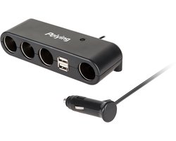 Peiying Basic Auto Sigarettenaansteker Splitter - 4x 12V Poorten - 2x USB-A - Max. 60W - Zwart