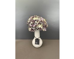 Zijden bloemen boeket - Zijden Hortensia Boeket Heideglans (Paars/Groen) - Onderhoudsvrij - Kunstbloemen