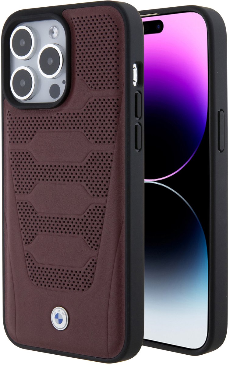 BMW Back Cover - Apple iPhone 15 Pro Max - Bordeaux - Schokabsorberend - Antislipgrip