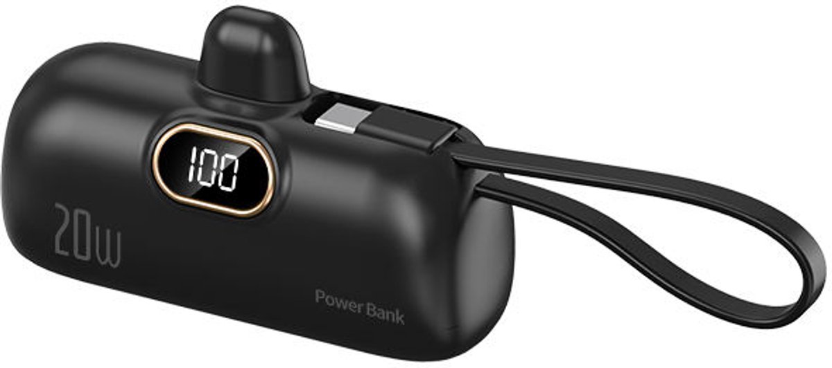 Premium Mini Powerbank 10.000 mAh met Geïntegreerde Kabel - Premium - €29,95