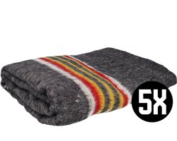 Verhuisdeken 150cm breed x 200cm lang - Opslagdekens - Grijs met rood en gele banen- Verhuizen - Deken voor verhuizing - 5 stuks - DULA