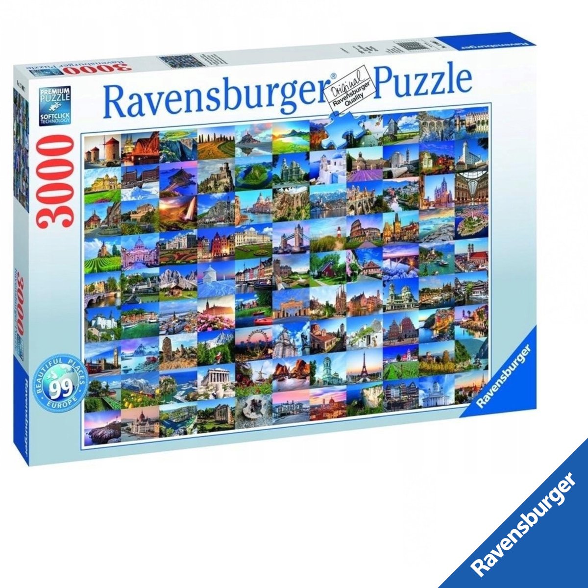 Ravensburger Educatief Puzzel 3000 Stukjes: 99 Prachtige Plekken in Europa