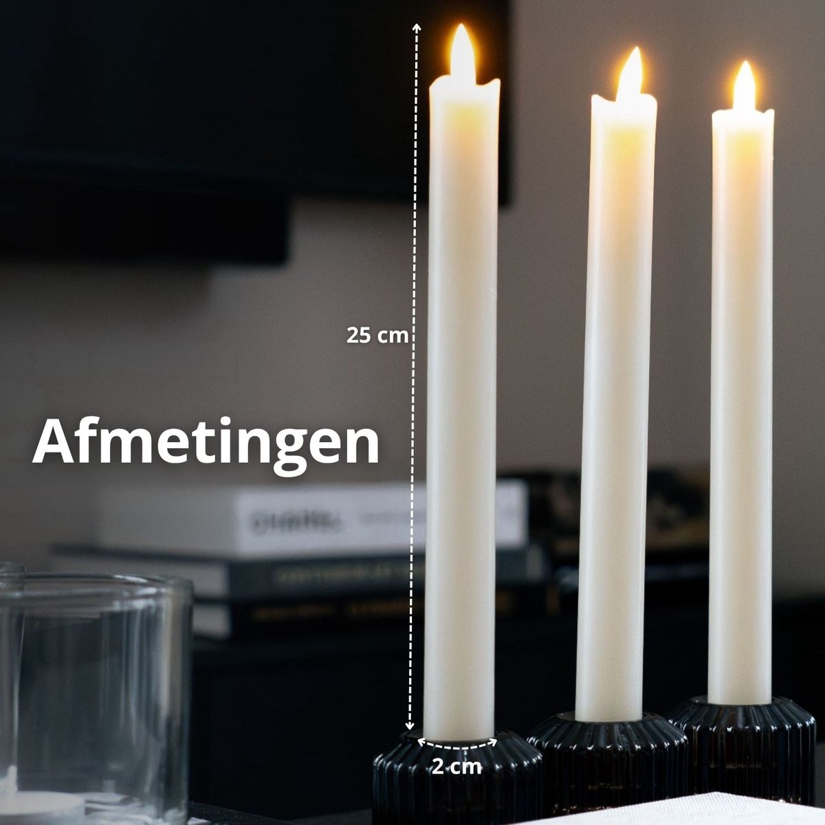 FlinQ LED Dinerkaarsen met Bewegende Vlam - Nep Kaarsen met Flikkerende Vlam - Inclusief Afstandsbediening met Timer En Dimfunctie - 6 Stuks - Wit — cadeau in Wonen & Interieur - foto 6