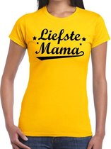 Liefste mama cadeau t-shirt geel dames XS