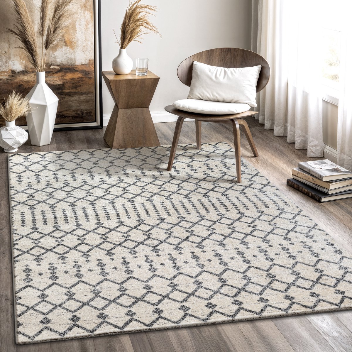 Muratap Boho Nomade Laagpolig Vloerkleed Crème- 80x200 CM Creme