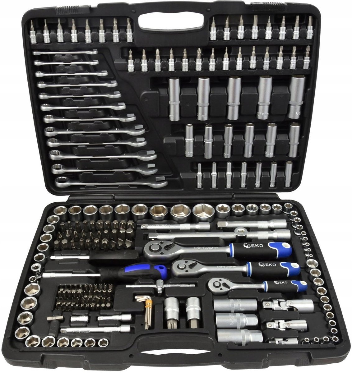 216-delige Doppenkist Set CrV Ratels 1/4" 3/8" 1/2" Koffer