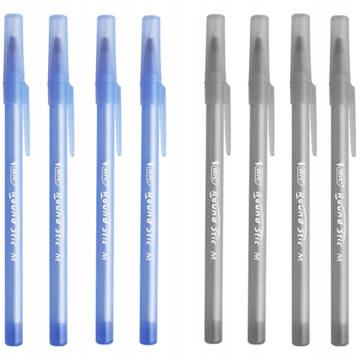 BIC Round Stic Classic 1,0 mm pennen: 4x blauw, 4x zwart (8 stuks)