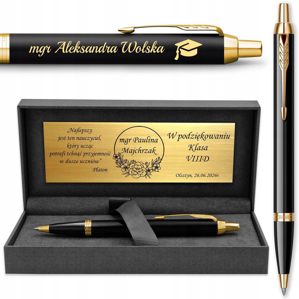 Parker IM Zwarte Gouden Pen met Gravering - Cadeau voor Leraar