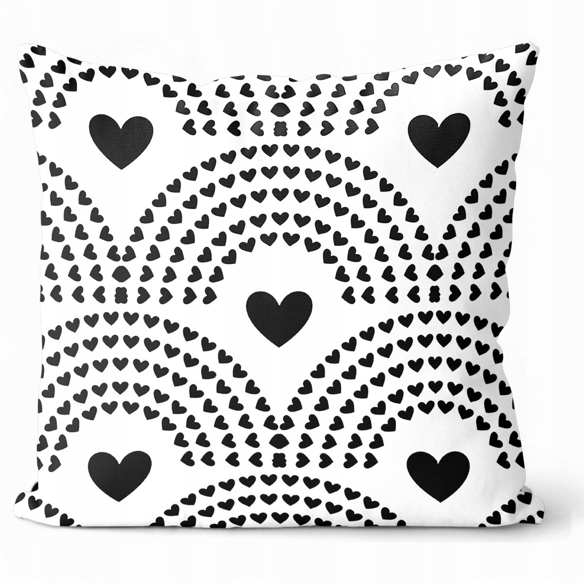 Decoratieve Kussensloop 40x40cm Zwart Wit Hartjes Geometrisch