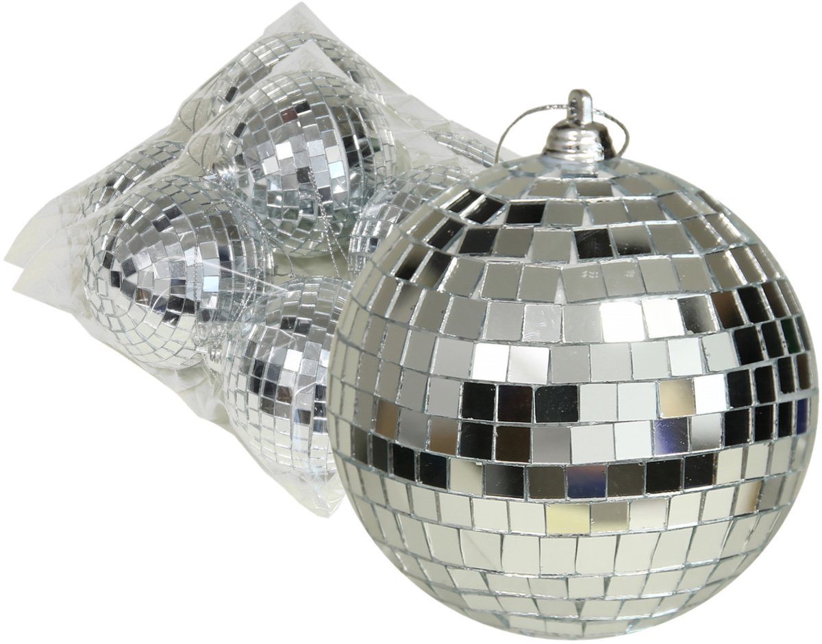 Othmar Decorations Discobal kerstballen -12x- zilver - 8 cm - kunststof -spiegelbol