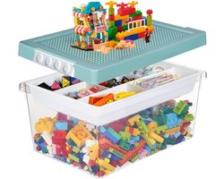 Unyqoos® Ruime en veelzijdige opbergdoos met bouwplaat en sorteerbakken voor kinderen