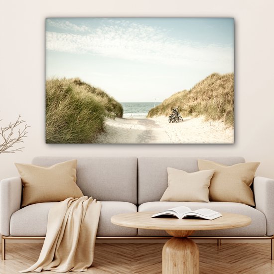 Toile Peinture Plage - Dune - Ciel - 150x100 cm - Décoration murale