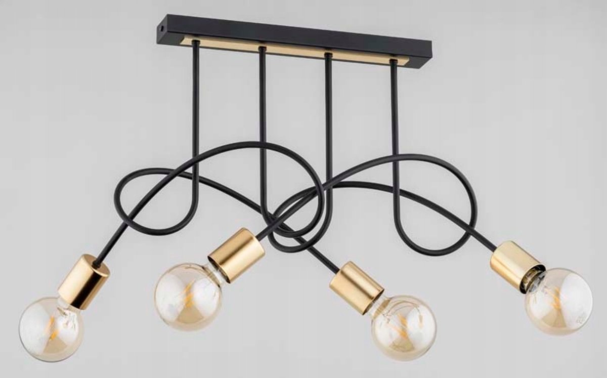 TANGO Hanglamp 4xE27 Zwart/Goud Metaal 75cm
