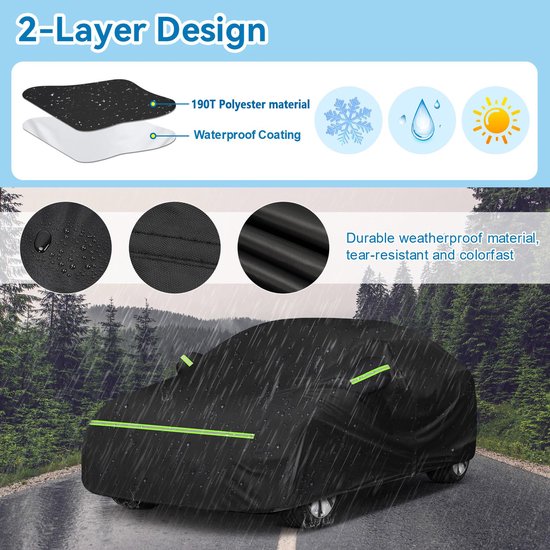 Autohoes voor buiten - autohoes autobeschermhoes - autohoes waterdicht voor buiten - SUVhoes Buitenkant Bescherming Oxford Doek Anti-UV Stofdicht Regenbestendig voor Winteropslag Buiten 485x190x145cm Zwart van Merkloos — afbeelding 2