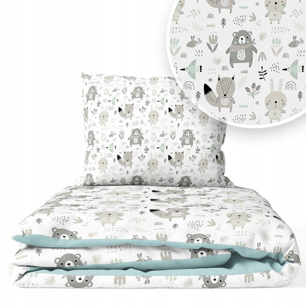 Kinderledikant Dekbedset 90x120cm met vulling - Dierenprint