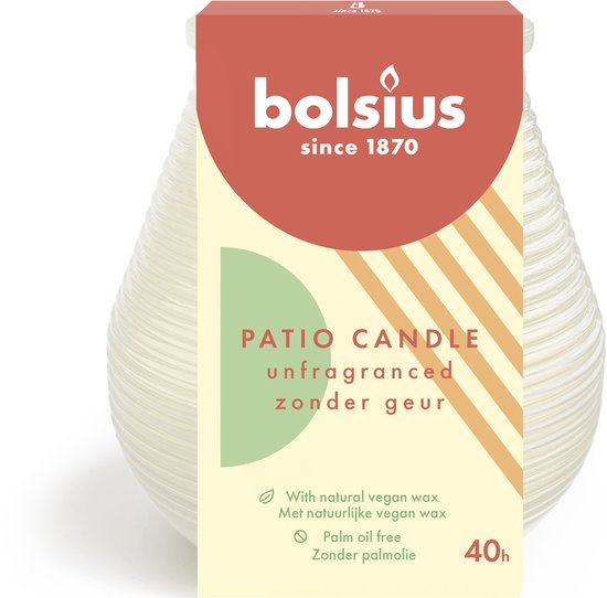 Bolsius Buitenkaars / Patiolight - Ongegeurd - Milky White - 9.5 cm / ø 9 cm