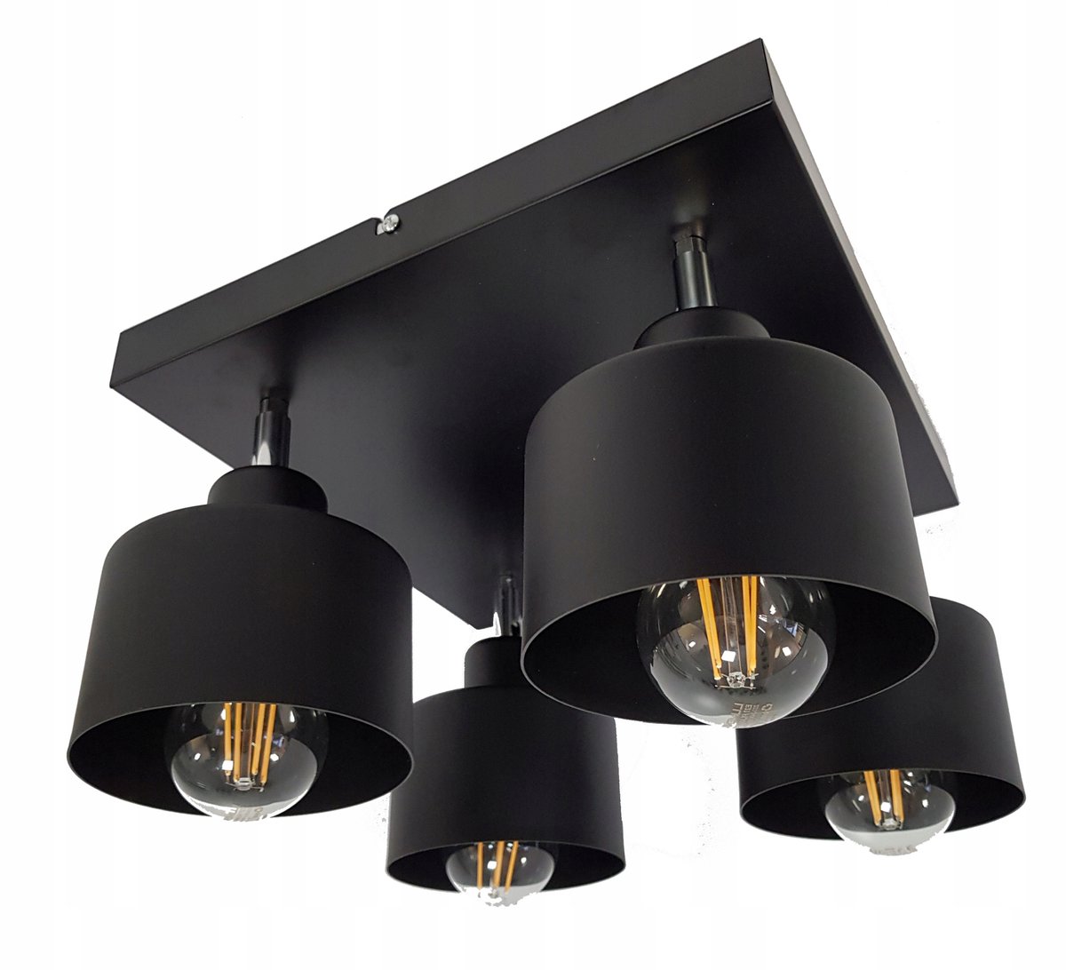 Zwarte Plafondlamp Kubek met LED, Verstelbaar, 4x E27