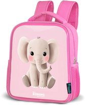 NoBoringSuitcases.com® - Rugzak roze - Schooltas meisjes - Olifant - Baby - Blosjes - Illustratie - Kinder rugtas meisje - Boekentas kind - Kinderrugzak voor school - Schoolrugzak