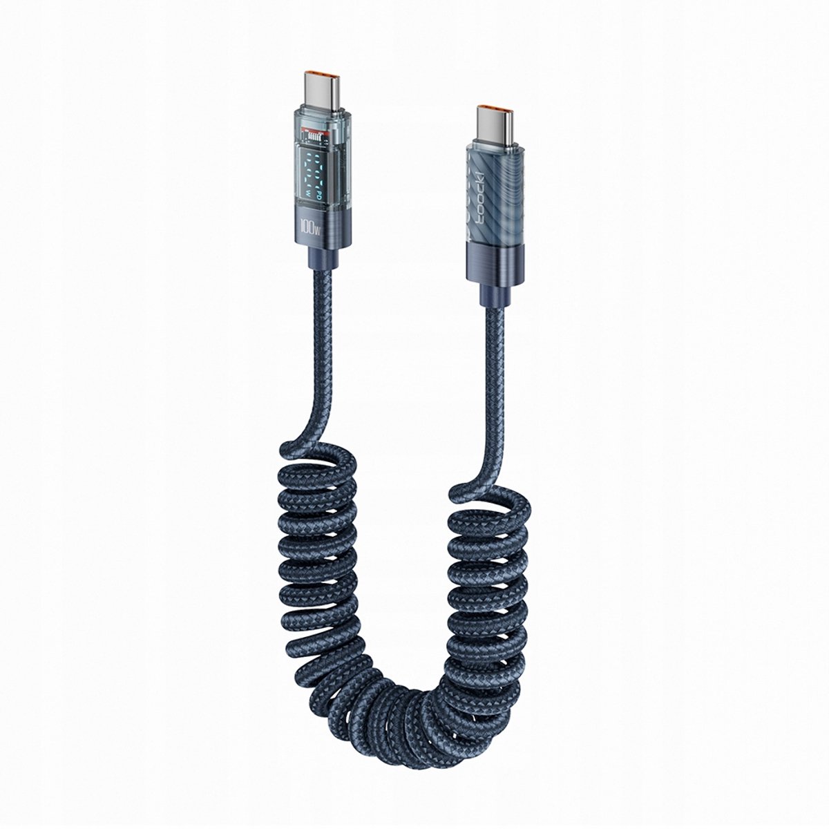 Image of Toocki PD100W USB-C Kabel met Digitaal Display 180cm Blauw