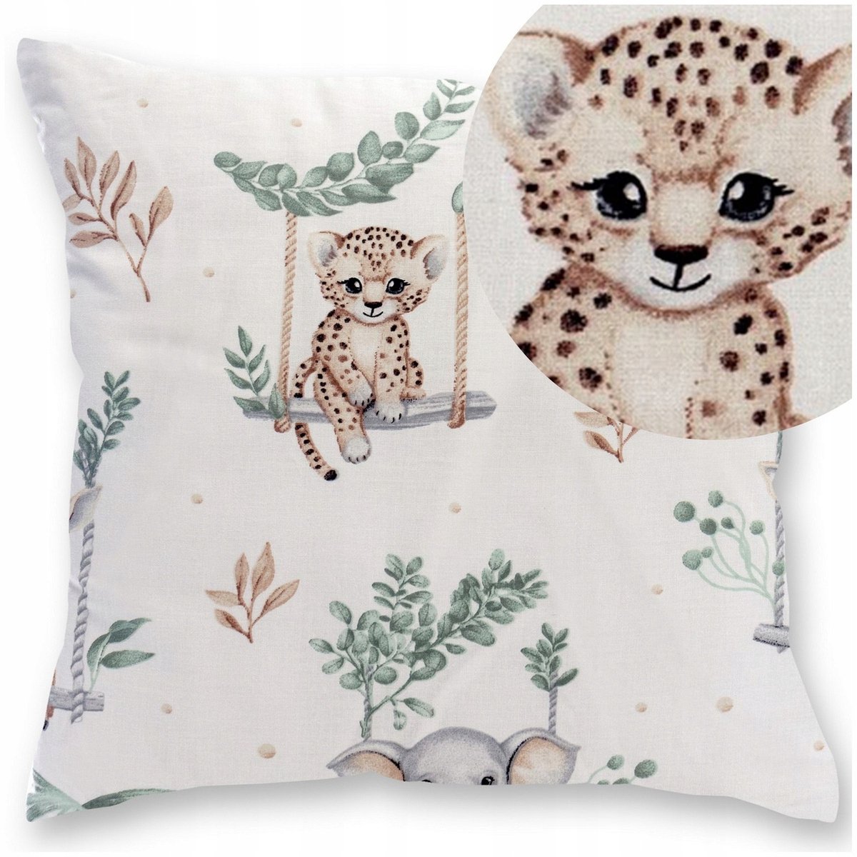Belluno Katoenen Kussensloop 40x40cm - kinderdecoratie met dierenprint
