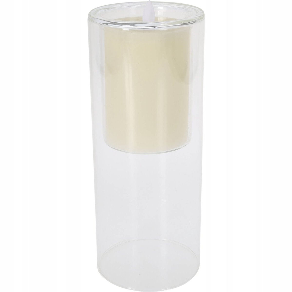 LED Kaars in Glas, Wit, Ø10x25 cm, Op Batterijen
