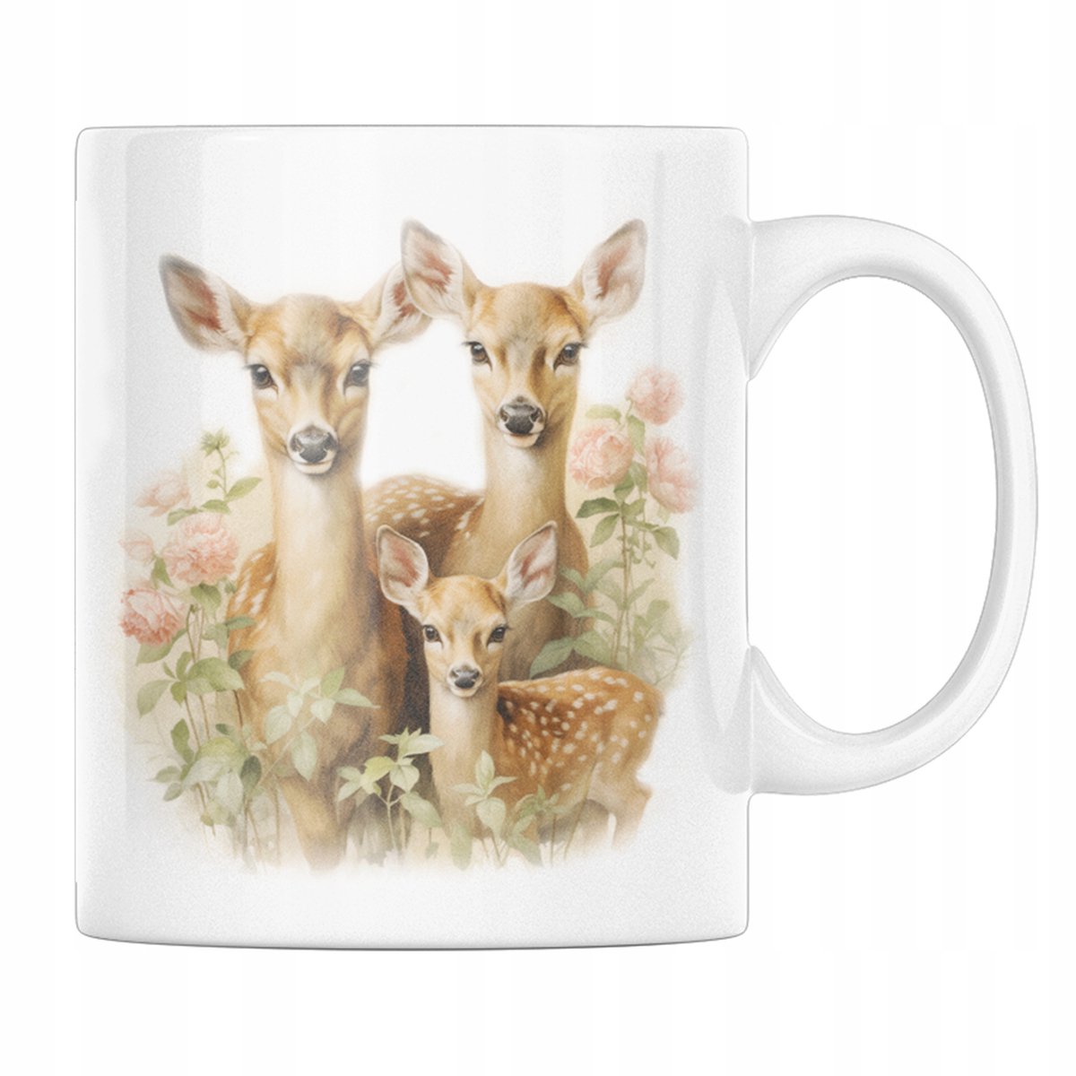 Keramische Mok met Hert en Bloemen - Uniek Cadeau