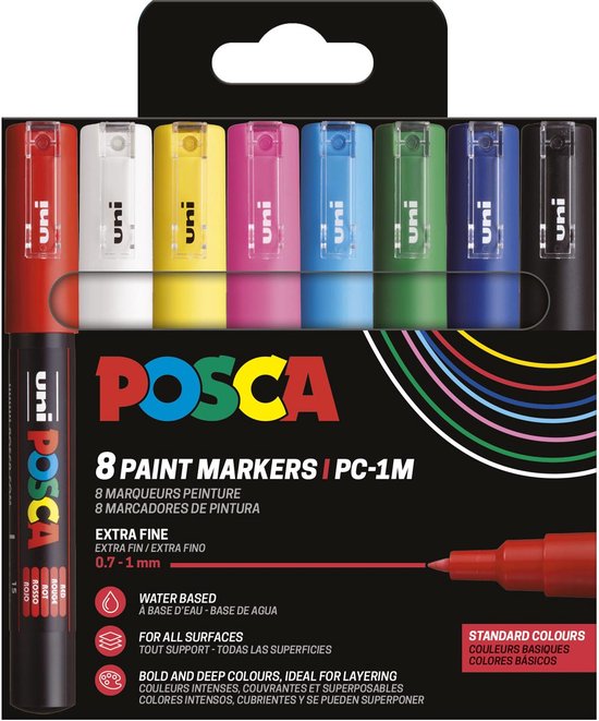 Foto: Posca stiften set markers op waterbasis voor elk oppervlak 0 7 mm