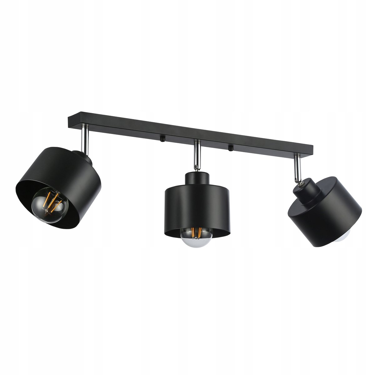 Zwarte Loft Plafondlamp met 3 Draaibare Spots, E27
