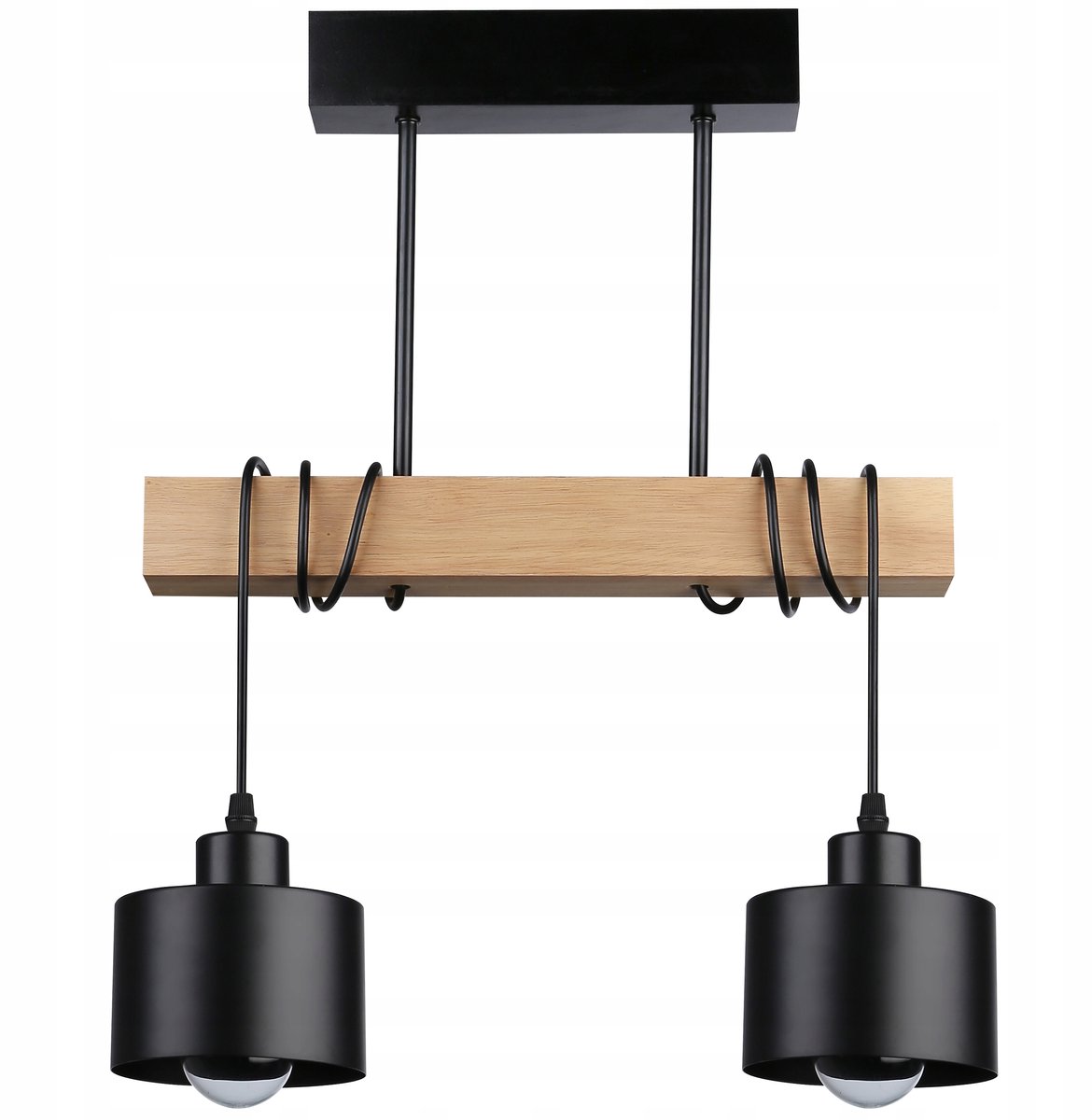 Loft Hanglamp Zwart Hout E27 LED - Stijlvolle Verlichting