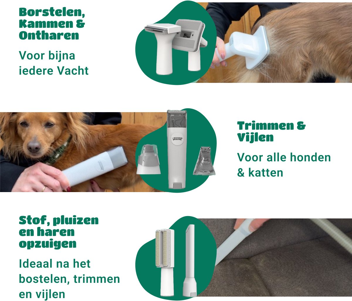 Mister Mill Hondentondeuse Met Stofzuiger - 19 Delige Set - 6 in 1 Verzorgingsset - Dierentondeuse - Hondentondeuse Dikke Vacht - Hondentrimmer - Vachtafzuiger - Elektrische Nagelvijl - Tondeuse Hond / Kat - Hondenborstel - Honden Trimset thumbnail 6