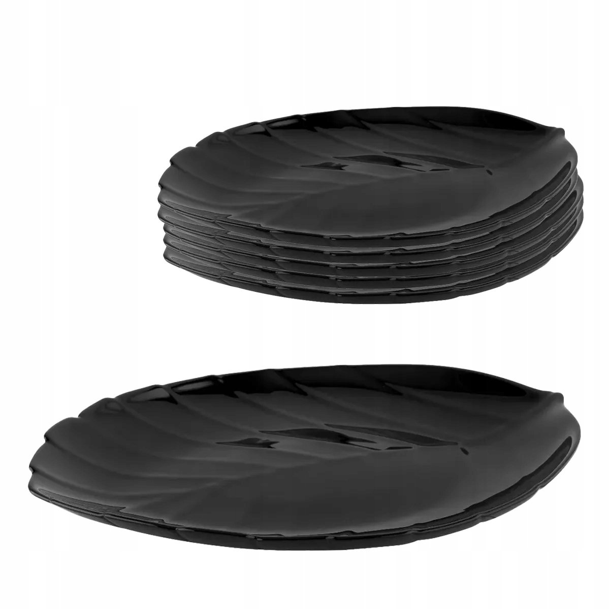Altom Design Nocturn Dessertborden Set - 6 stuks, 23 cm, Zwart Glas