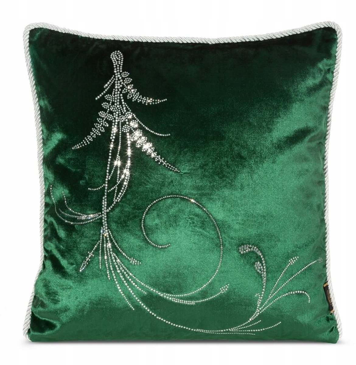 Luxe Fluweel Sierkussenhoes Donkergroen 45x45 cm met Kristal