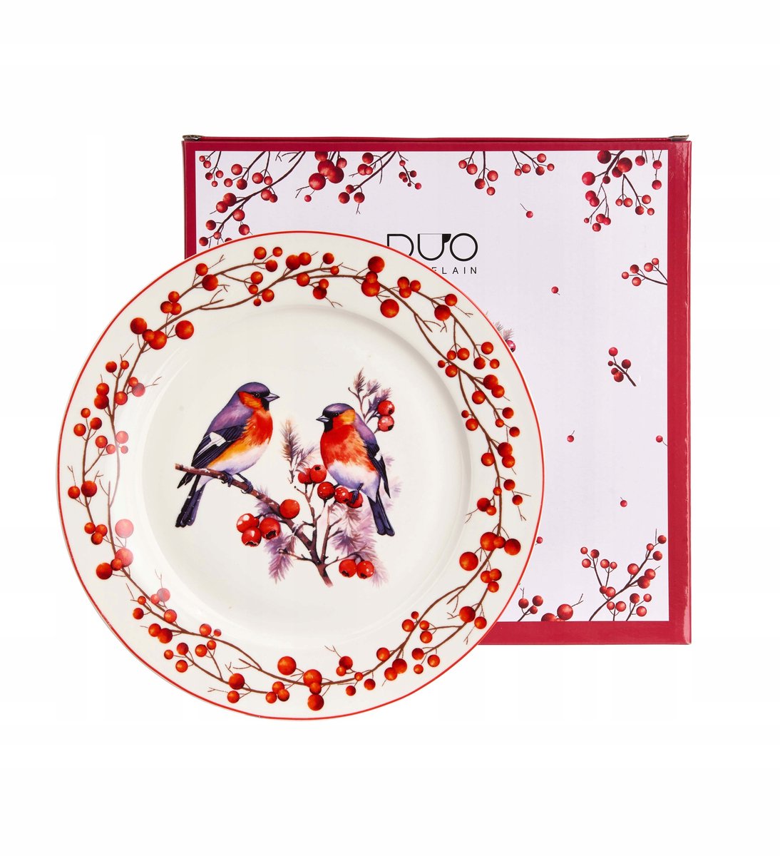 Duo Kerstvogels 3 Groot Bord - Porselein, 27cm