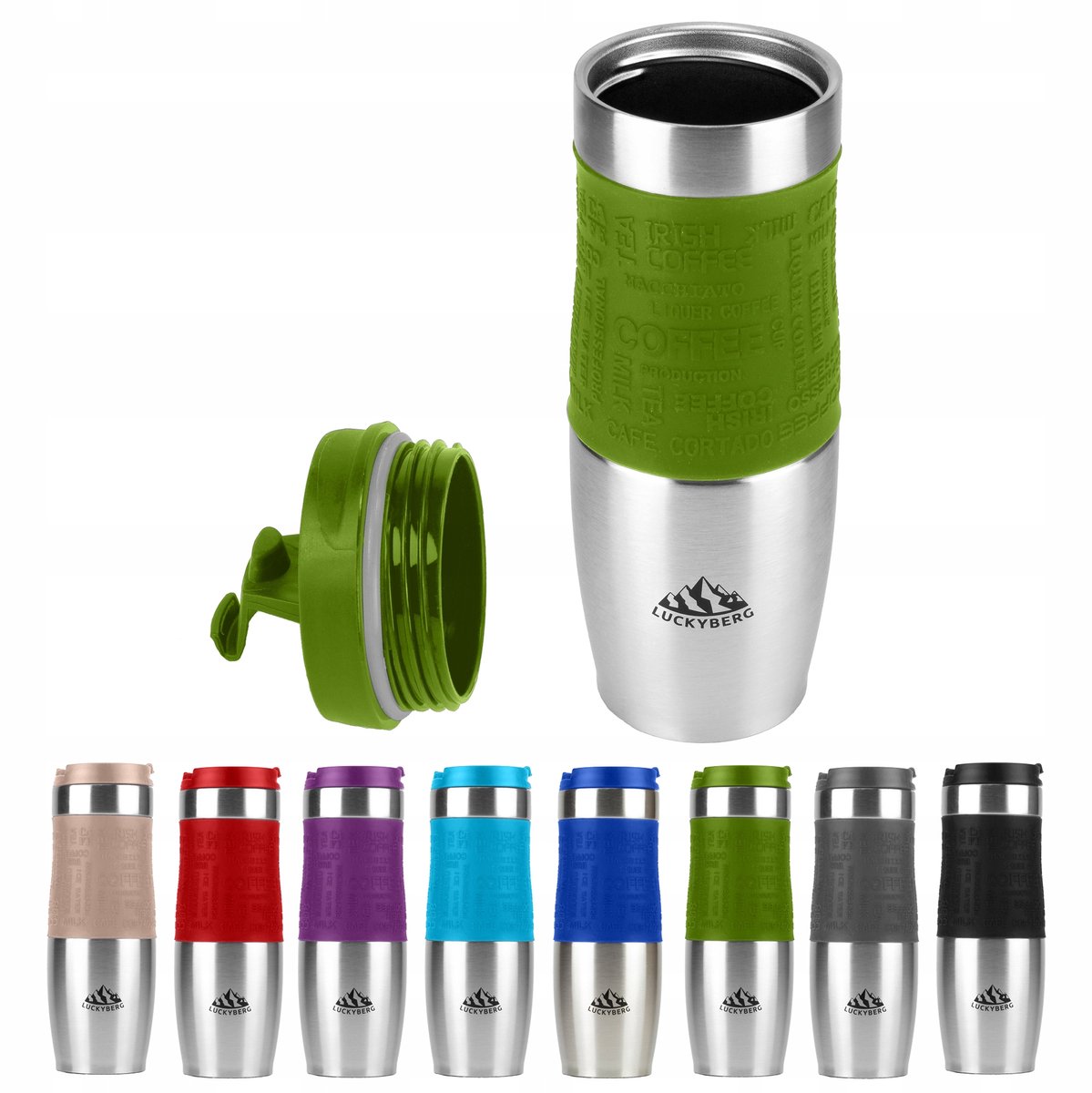 Luckyberg Thermosbeker 480 ml - RVS, Groen, 6u Warm