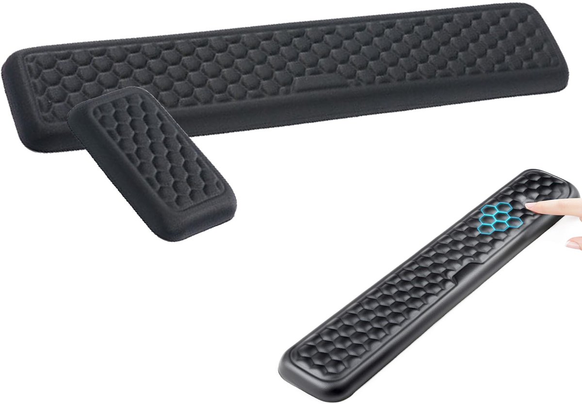 Peysaitr – 1 stuk - Ergonomische Polssteun Set – Memory Foam – Anti-slip – Massage Design – voor Toetsenbord en Muis – Zwart