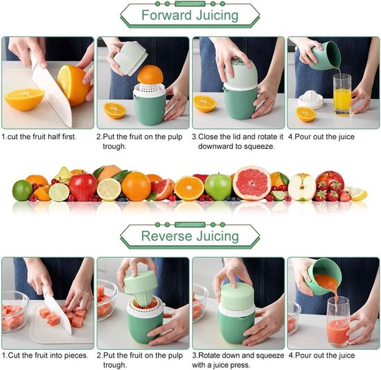 sap centrifuge - Handmatige Citroenpers - Sapbeker - citroensapcentrifuge - Limoenpers - sinaasappelpers - sapcentrifuges groenten en fruit - Lemon squeezer - Citrusknijper - Fruitpers - Sinaasappelpers - Groen- 9.5*15cm van Merkloos — afbeelding 4