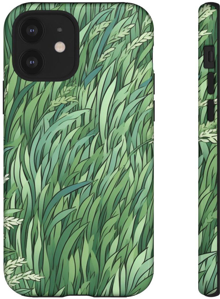 Weelderig Groen Graspatroon – Telefoonhoesje Geschikt voor iPhone 12