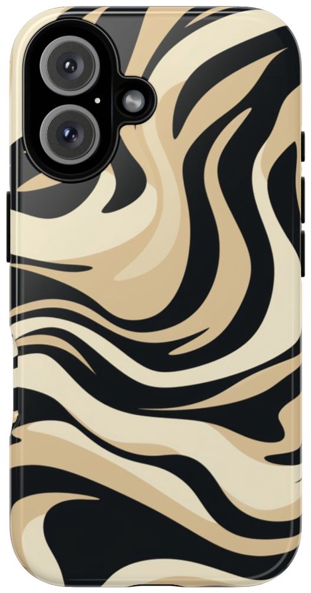 Beige en Zwart Zebrapatroon – Telefoonhoesje Geschikt voor iPhone 16