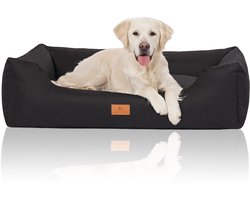 Knuffelwuff Hondenbed Lotte van velours met fijn handgeweven karakter XL 105 x 75cm zwart