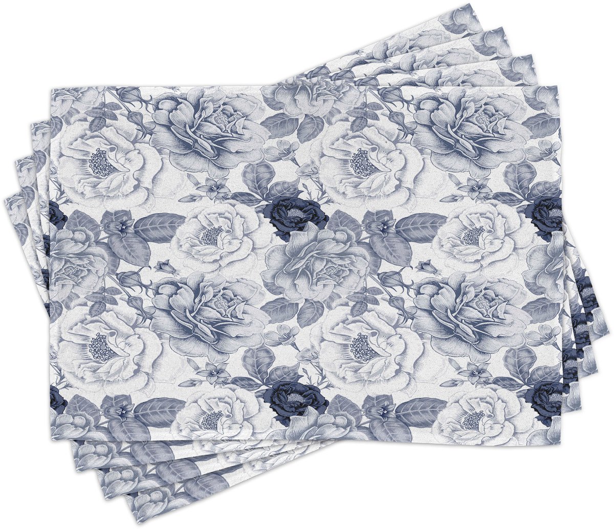 New Bed Shabby Flora Tuin Lente Rozen Set van 4 Placemat voor Eettafel, Wasbare Stof met Antislip Achterkant