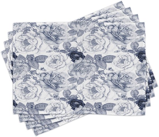 Set de 4 sets de table New Bed Shabby Flora Jardin Spring Roses, lavables et antidérapants.