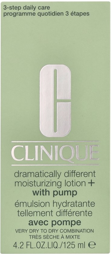 Doosje Clinique Dramatically Different Moisturizing Lotion+ met pomp, voor zeer droge tot gecombineerde huid.